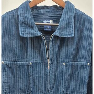 Venezia Jeans Corduroy Jacket Womens Plus 26/28 Blue Full Zip Chore Coat‎